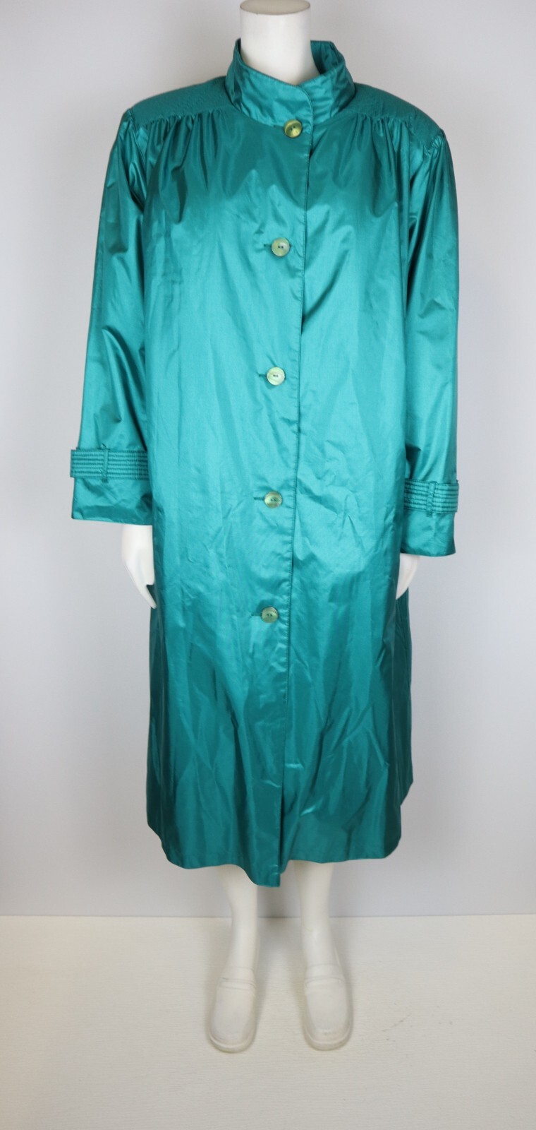 VINTAGE CHIANGO FLEET STREET TEAL GREEN Trench Rain Coat Removable Liner 16WP