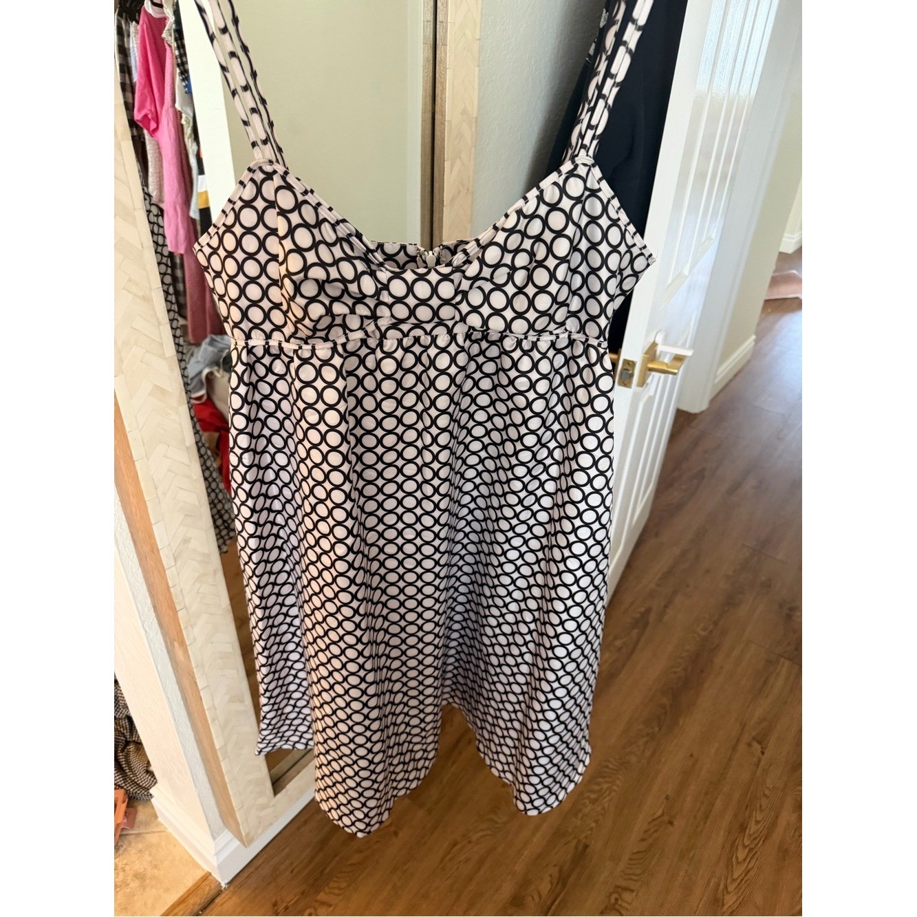 Vintage Volcom Y2K Polka Dot Spaghetti-Strap Skater Mini Dress – Black & White