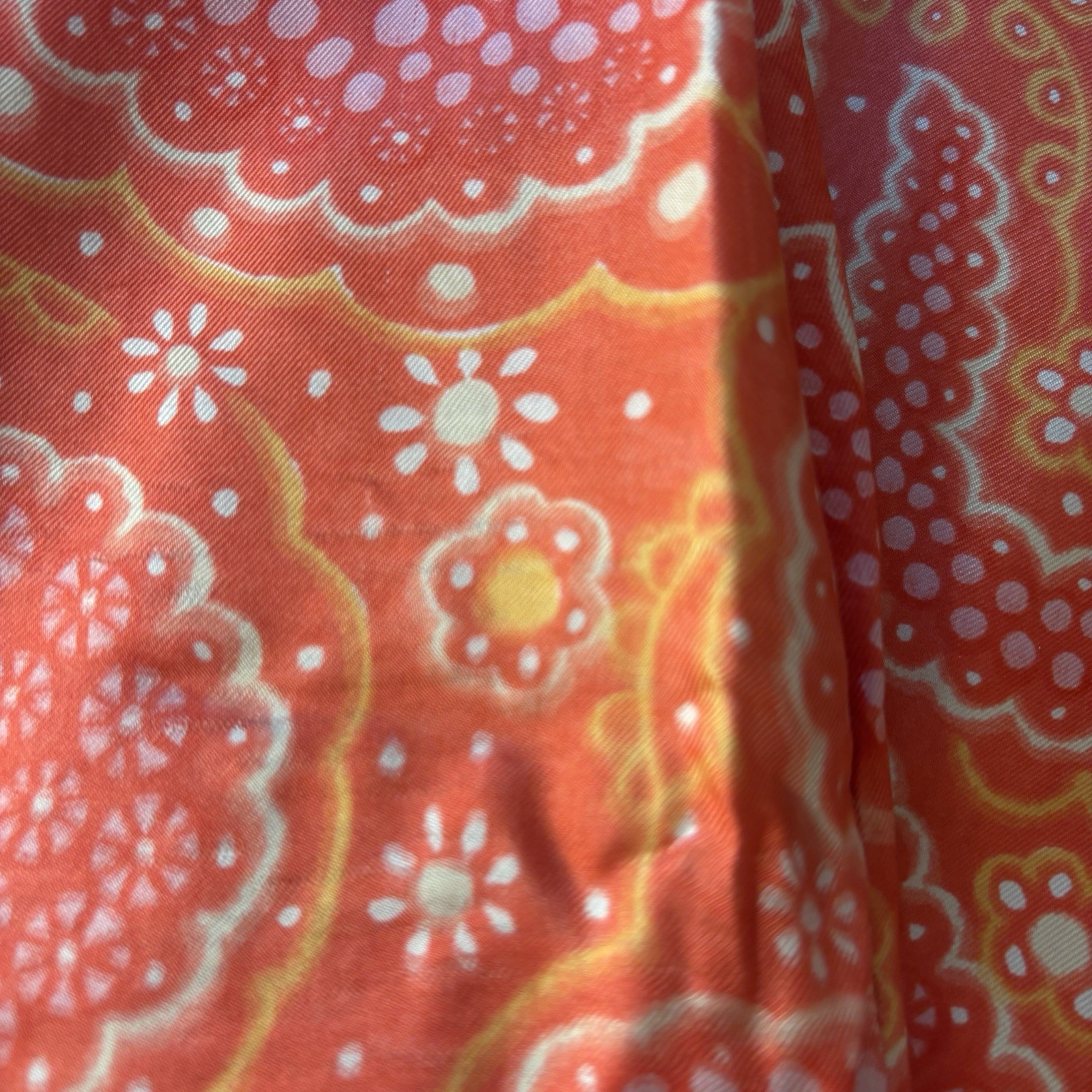 VTG 60s Mod Sheath Dress Orange Pink Psychedelic Paisley Silky Union Made S/6