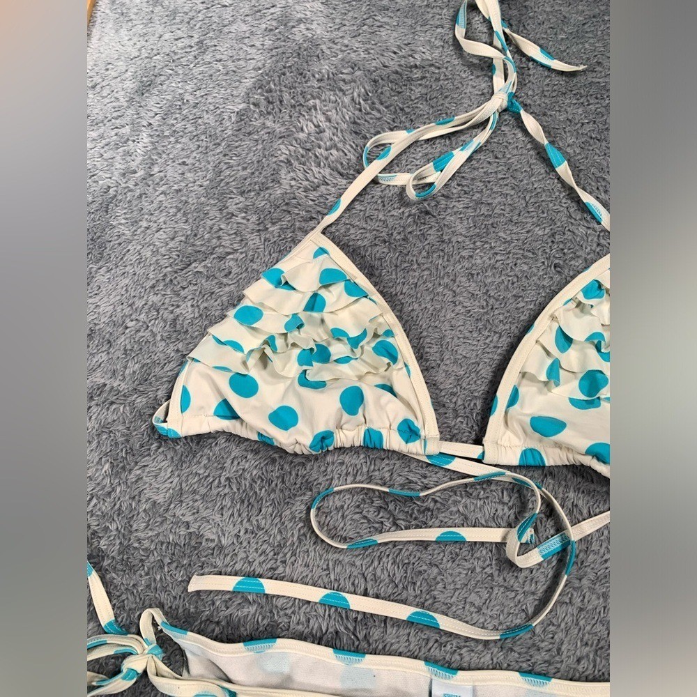 PINK Victoria’s Secret RARE Y2K blue Polka Dot Bikini Set M/L