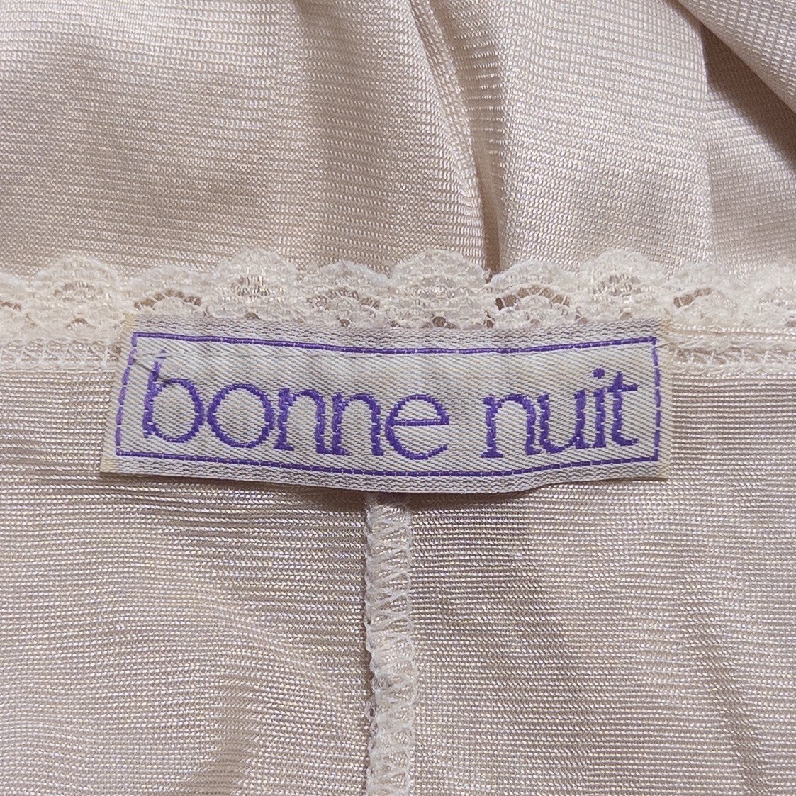 Vintage Bonne Nuit Camisole Womens Medium Cream Lace Trim Floral Embroidered *