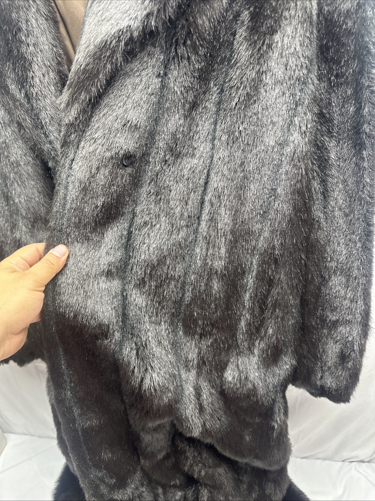 Monterey Fashions Vintage BLACK Faux Fur Coat Made İn USA 20W