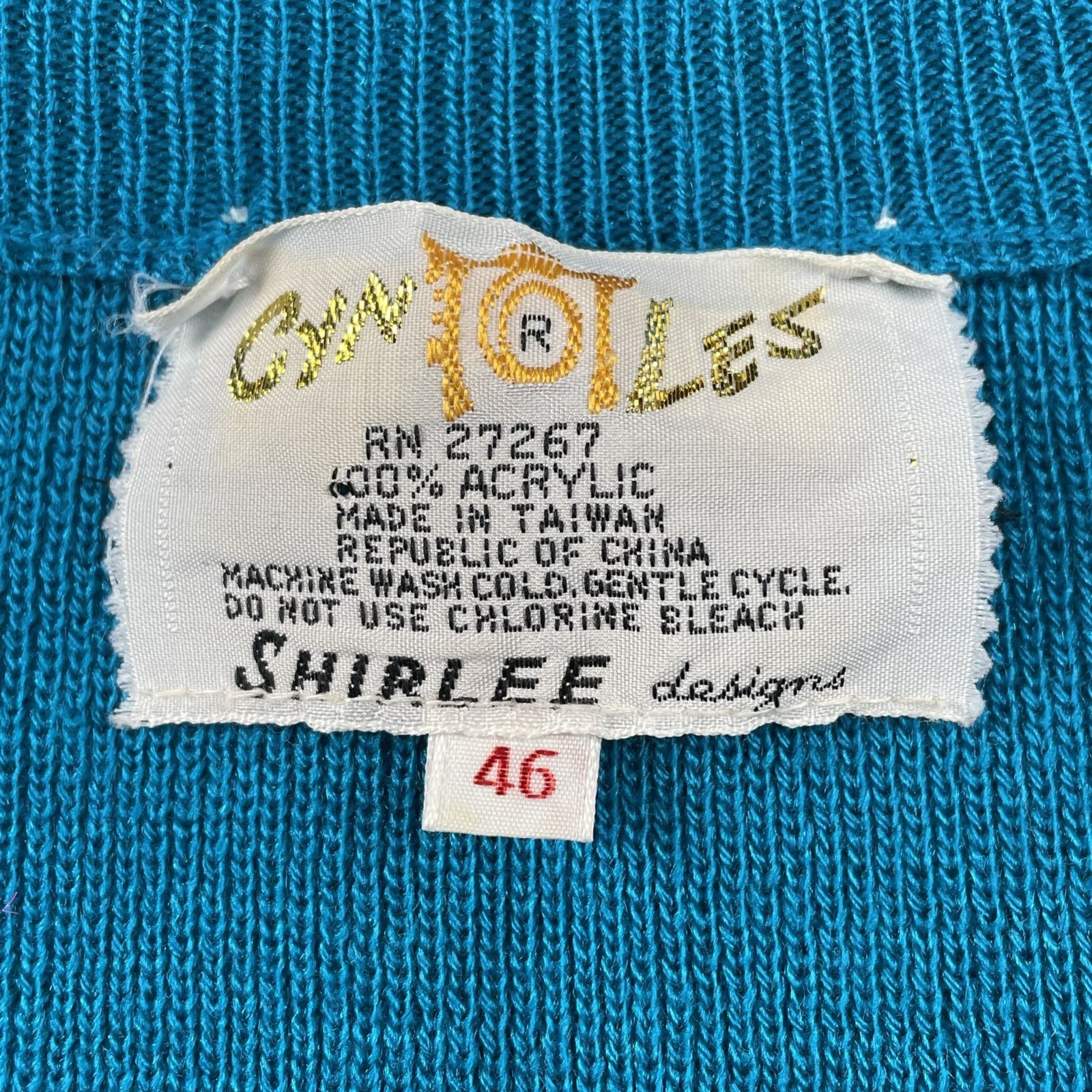 VTG 70s Cyn Les Owls Sweater Womens Large Whos Whoooo VNeck