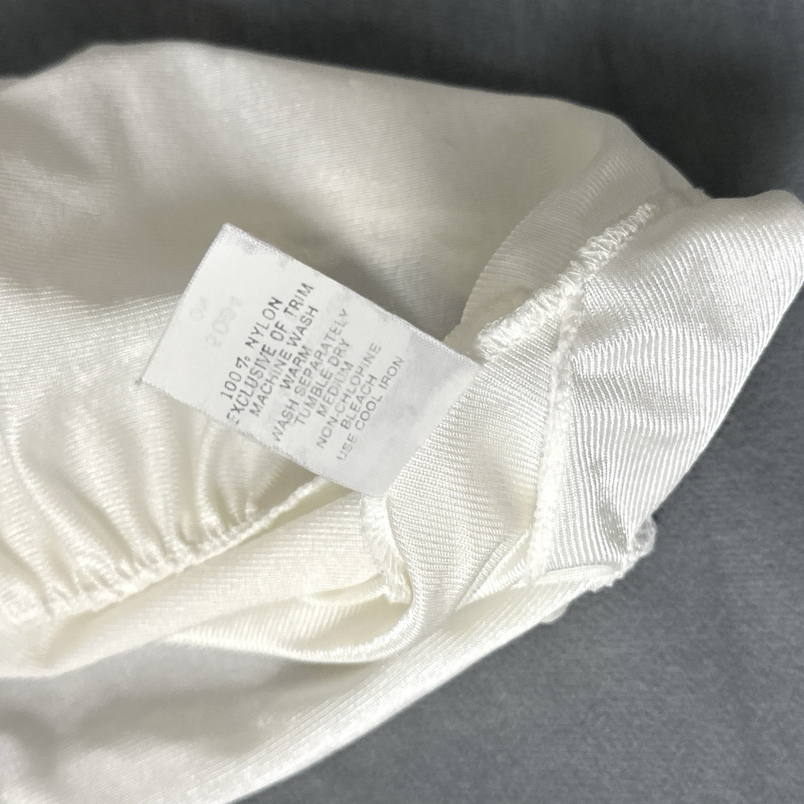 Vintage Briar Creek Camisole USA Nylon Wide Lace Trim Off White Cream Large Cami