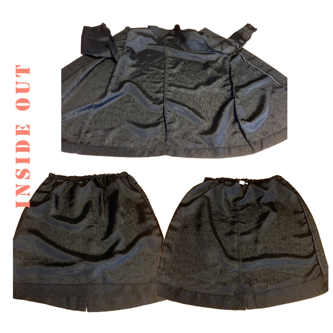 WOMEN’S VINTAGE 1980’S BLACK CHELSEA II SWIRL PRINT SKIRT SET SIZE 20W
