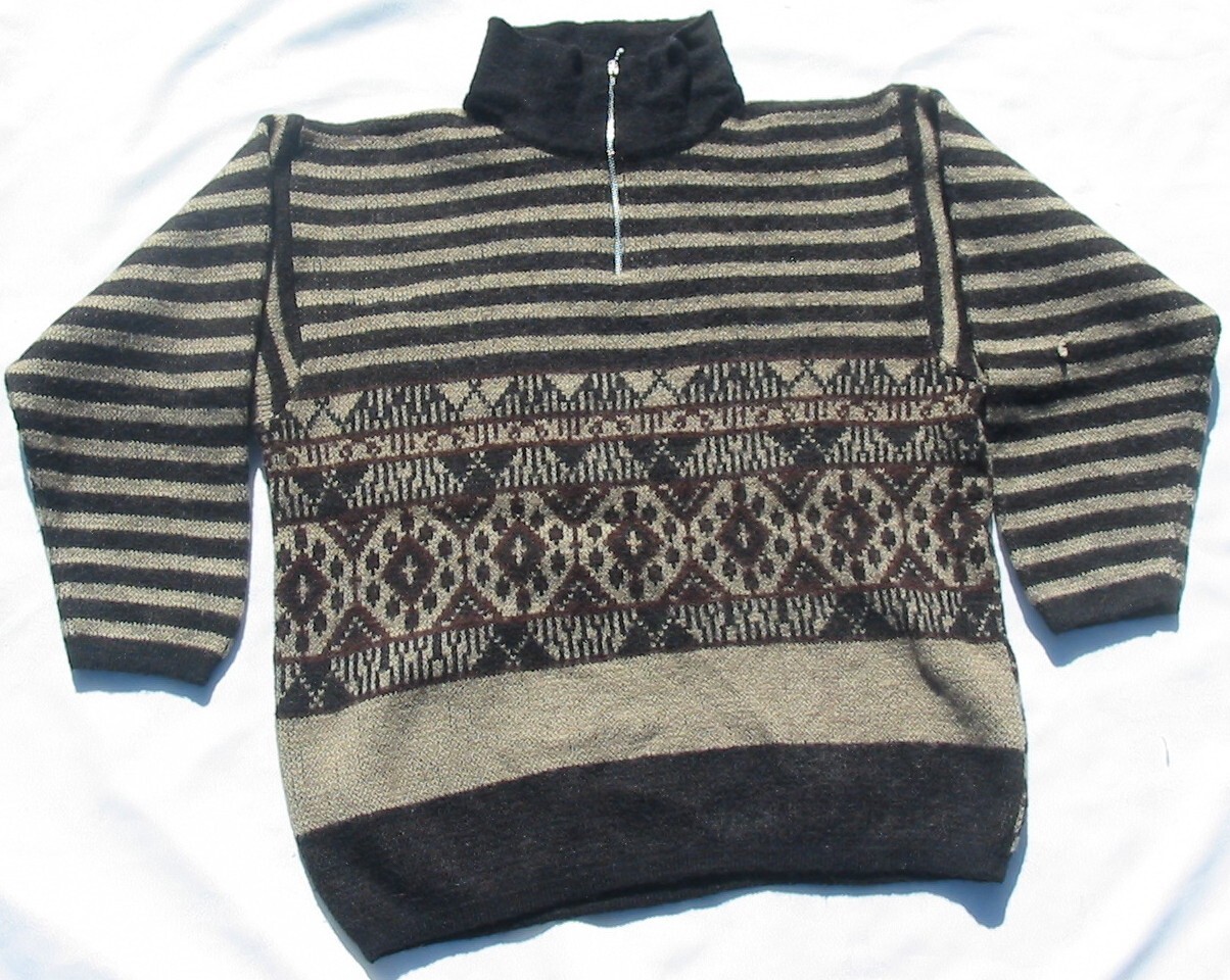 Vtg Benetton Sweater Unisex Italy Made Knit Shirt Wool Acrylic Zip Neck Pullover