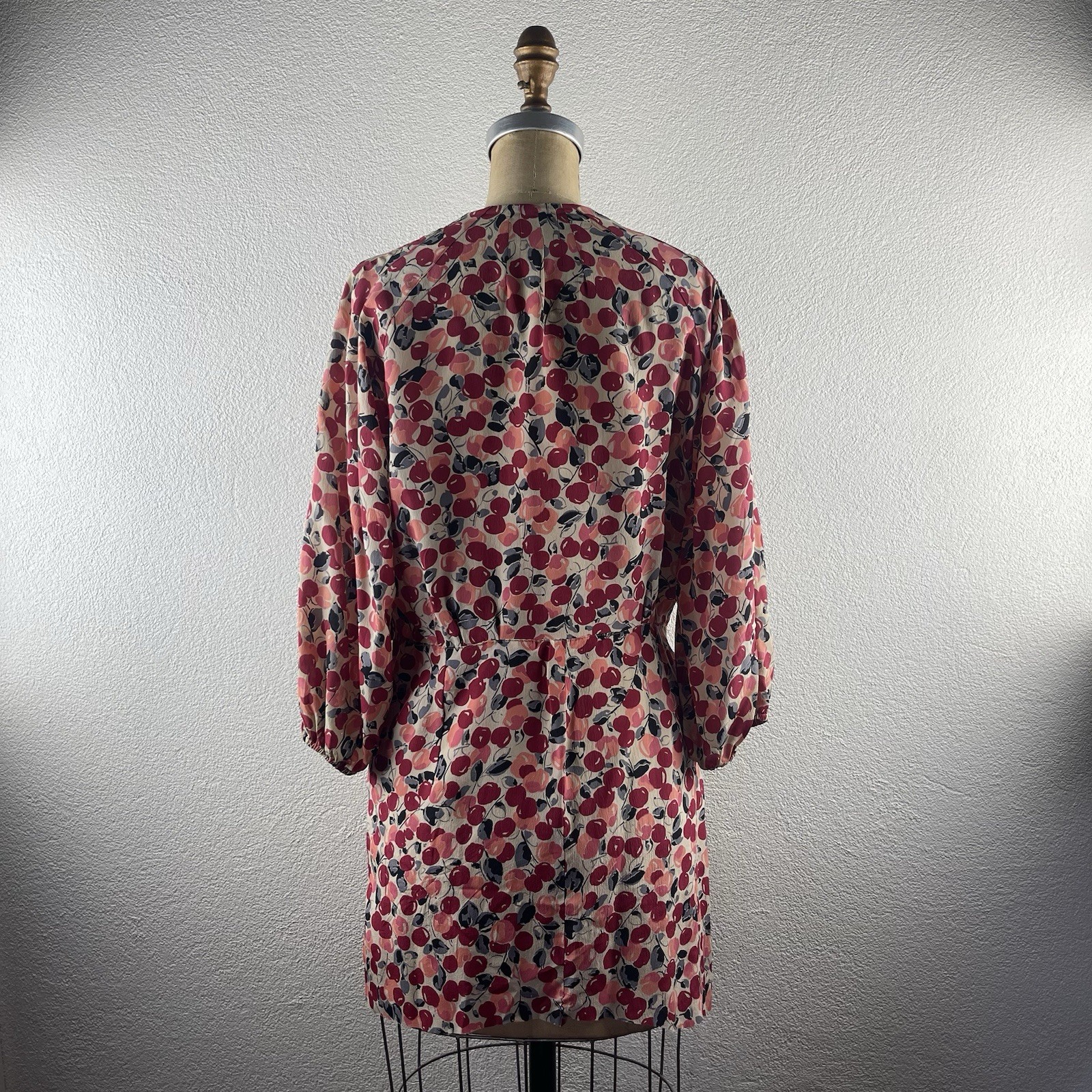 Vintage l 30s L Novelty Cherry Print Rayon Blouse Dress Fabric Remnant Repurpose