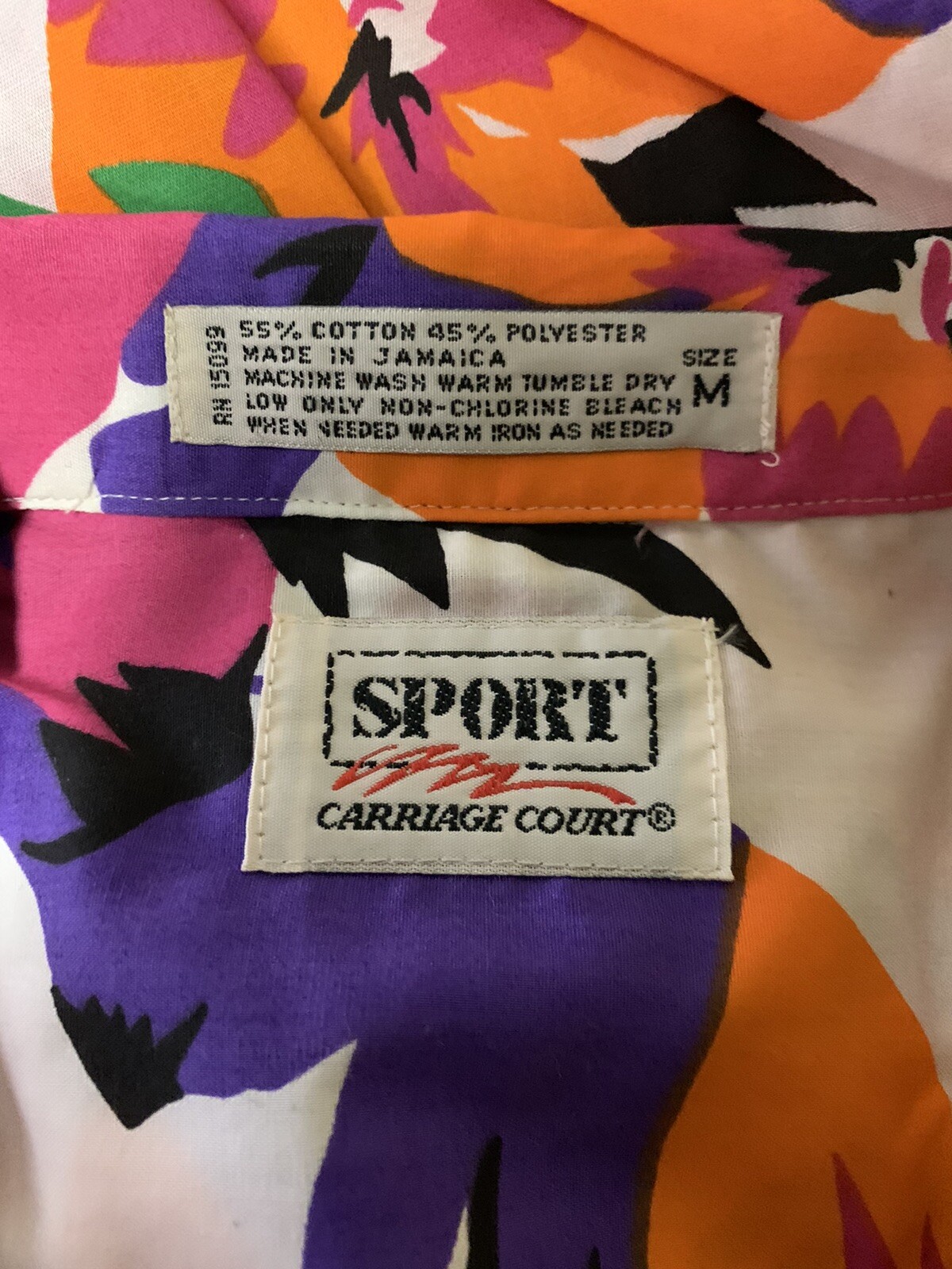 New Sport Carriage Court Women’s Hawaiian Button Up 80’s Size M Floral Bright