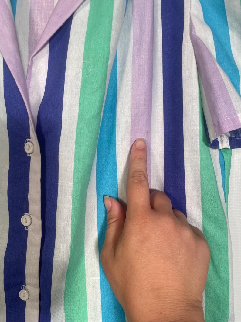 Vintage 1970s Pastel Striped Blouse Size S/M
