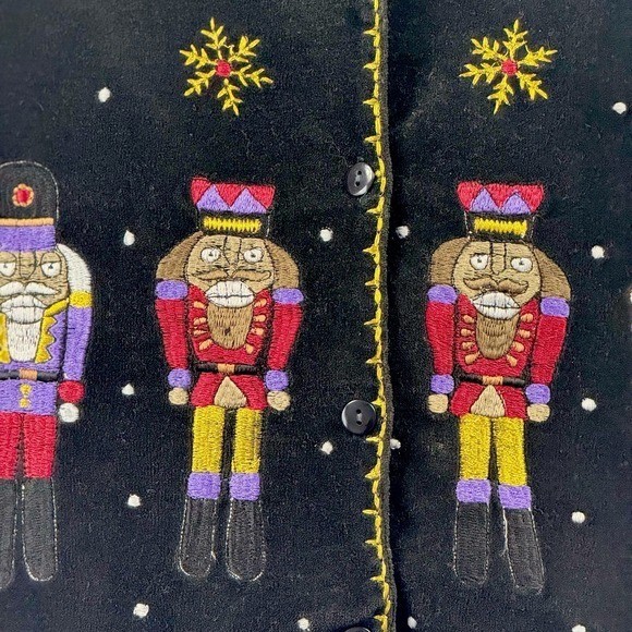 VTG Paul Harris Design Christmas Vest Nutcracker Velvet Sz Extra Large XL