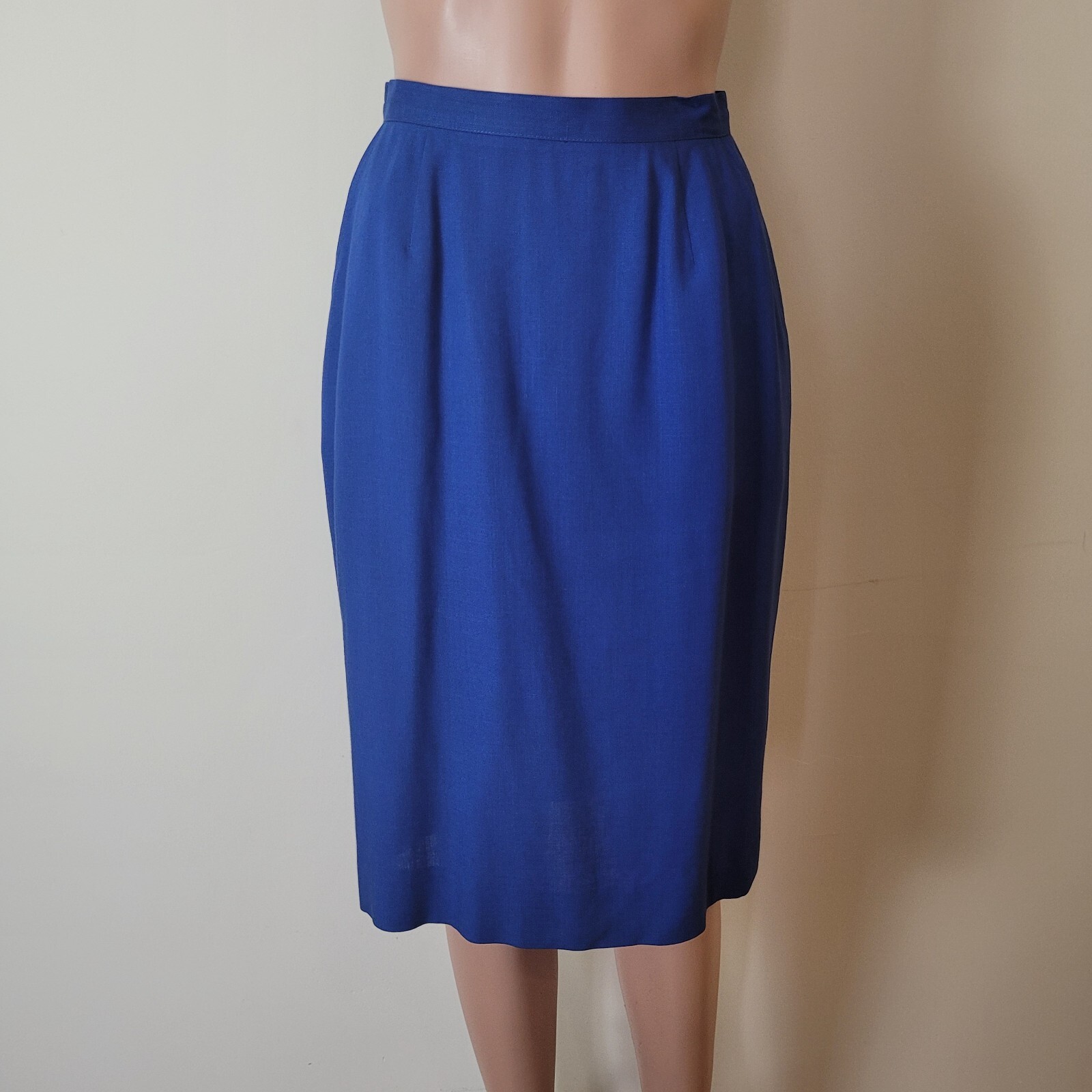 Vintage pencil Skirt Women’s XS 24″ bright blue 60s office Pinup academia cotton