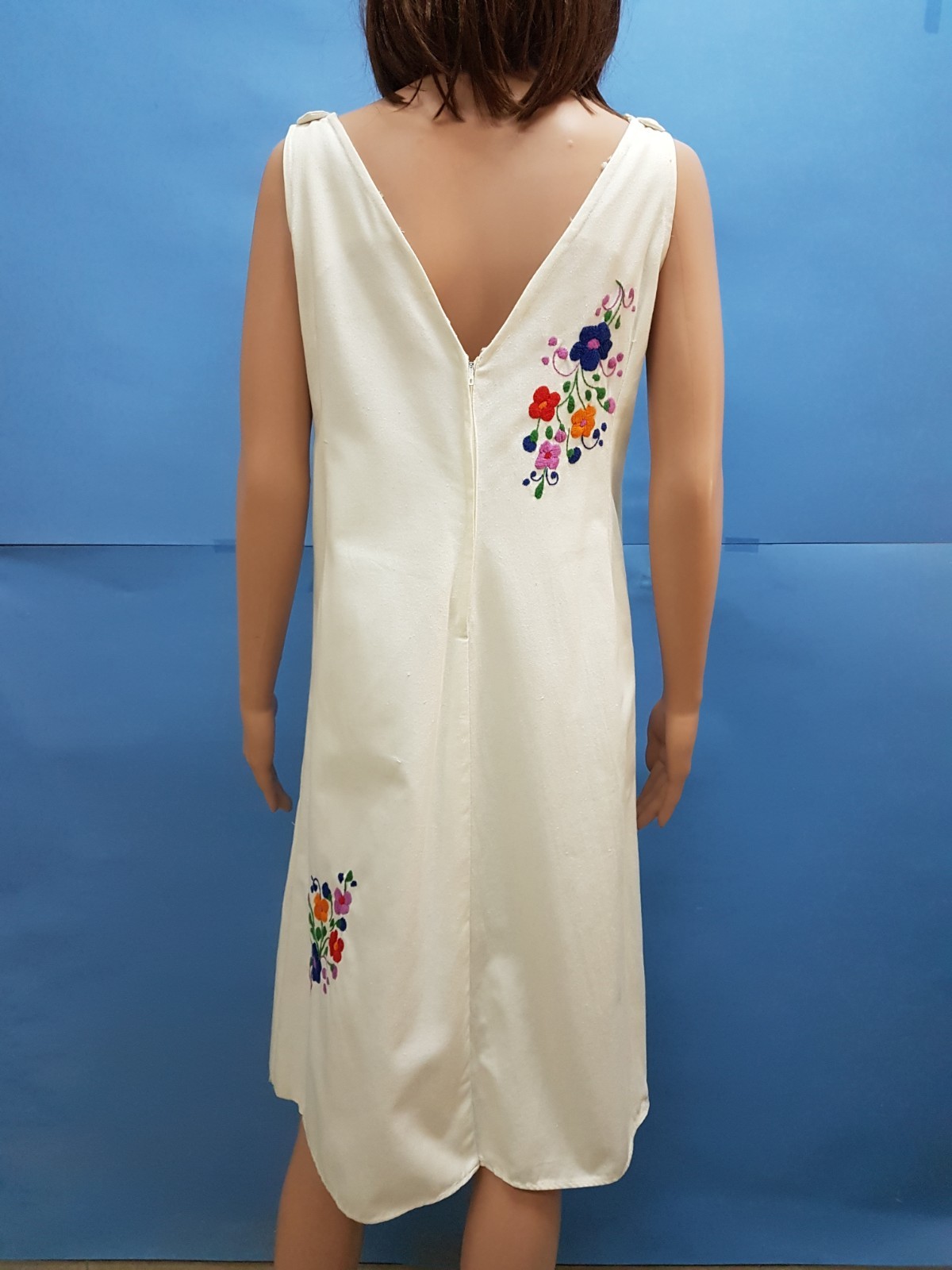 Vintage Hungarian Dress 100% Cotton Matyo Hand Made Embroidery Folk Top Rare L