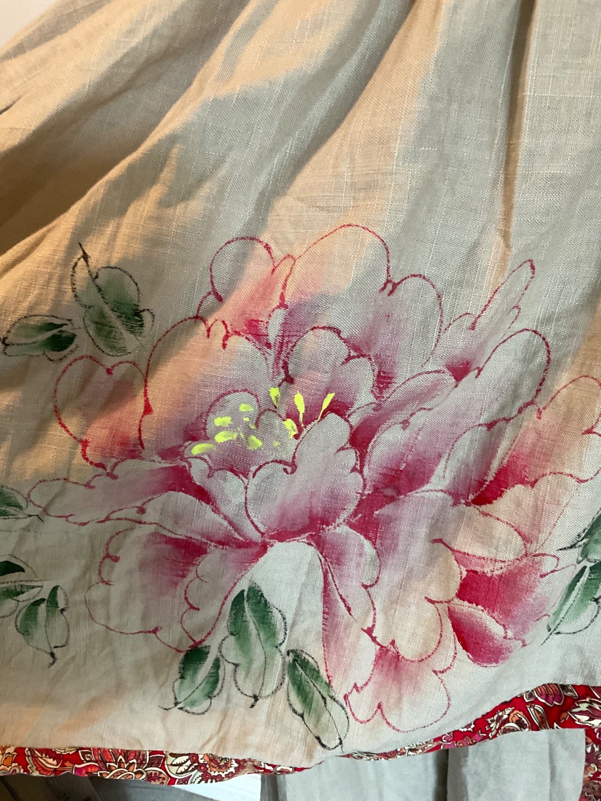 Vintage 1940s Hand painted Skirt CottageCore Boho Festival Maxi Original