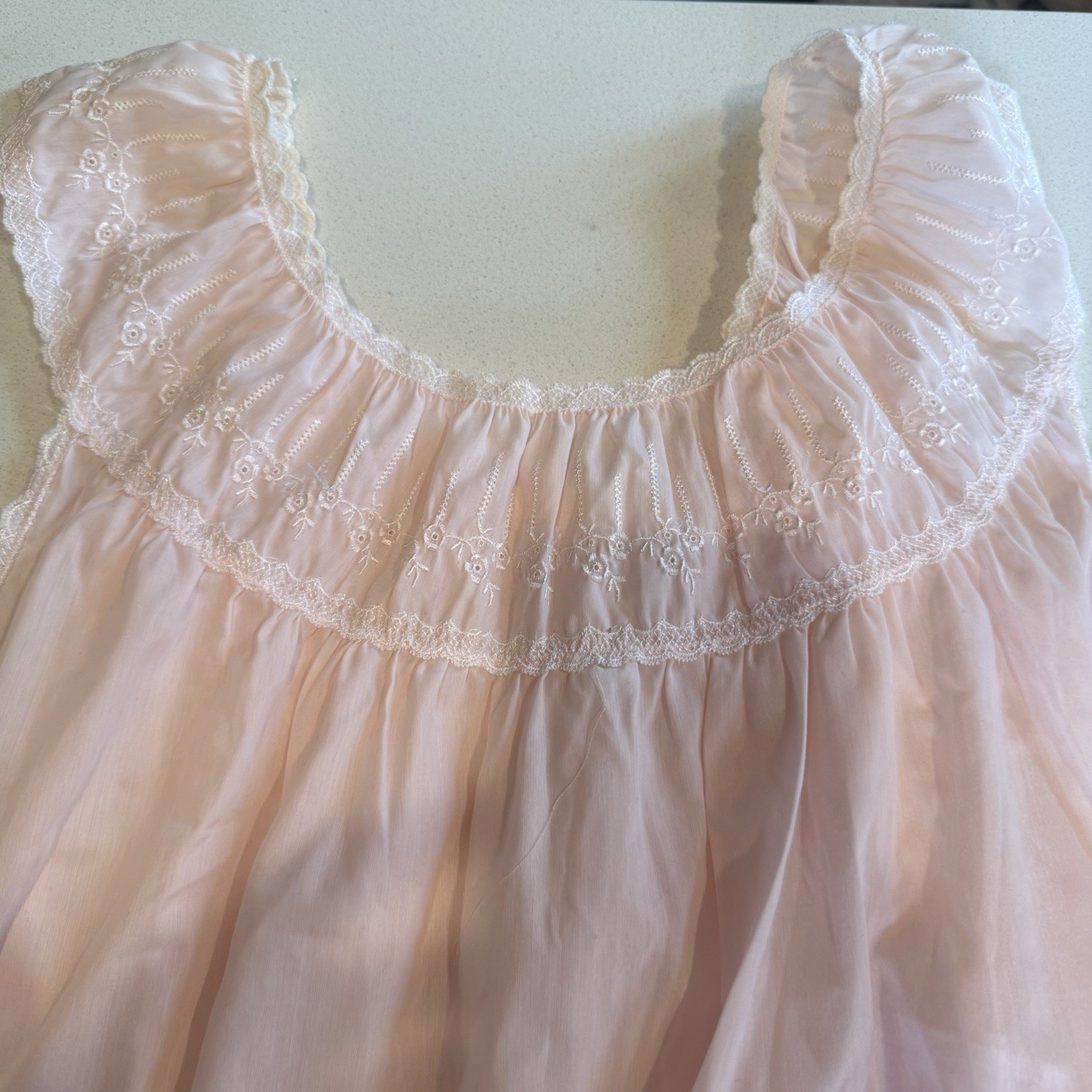 Vintage Komar Pink Nightgown Dacron Nylon Cotton Blend Size Large