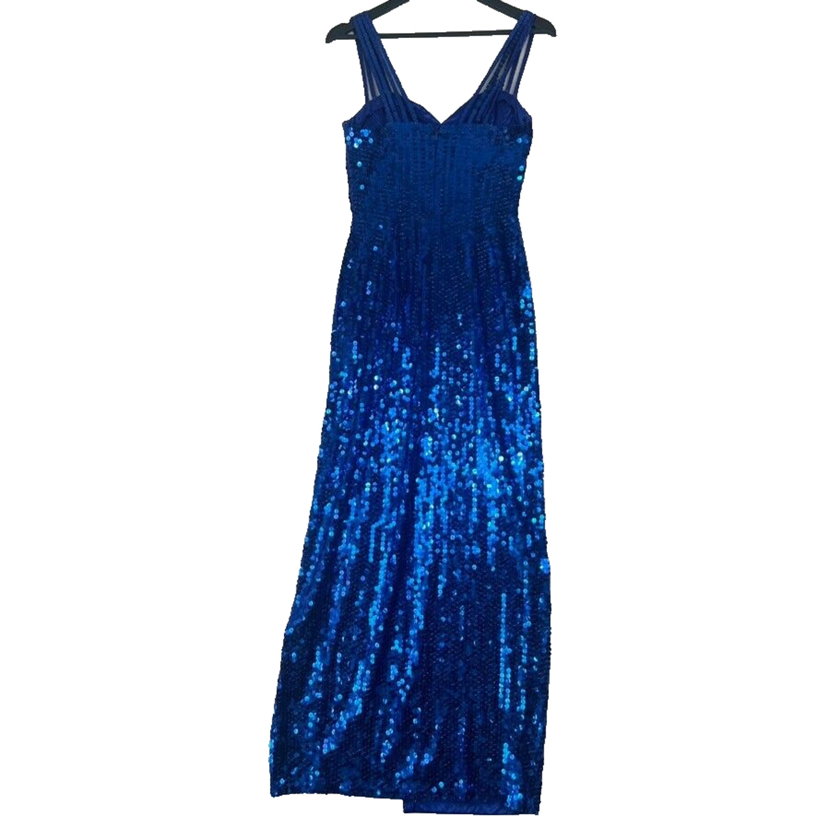 Niteline Della Roufogali Dress 6 Blue Long Maxi Neck Sequin Party Vtg 80s 90s