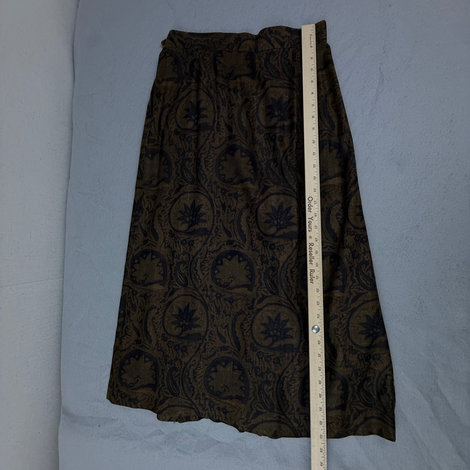 Martin Bayer Collection Skirt Women 12 Brown Paisley Pleated Pockets Vintage 80s