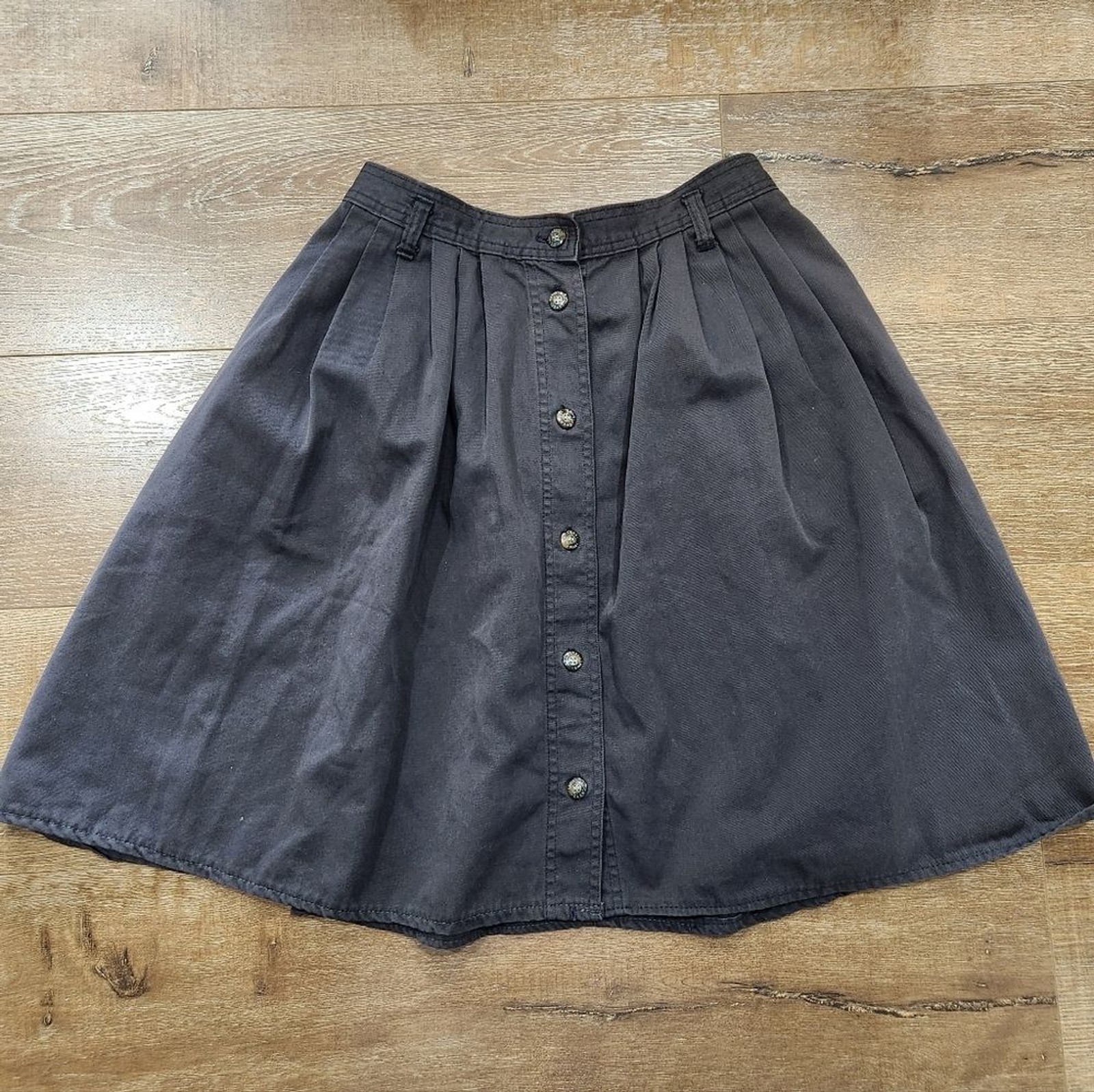 Vtg Levi’s Dockers Chocolate Brown Button Front Pleated A Line Skirt Academia