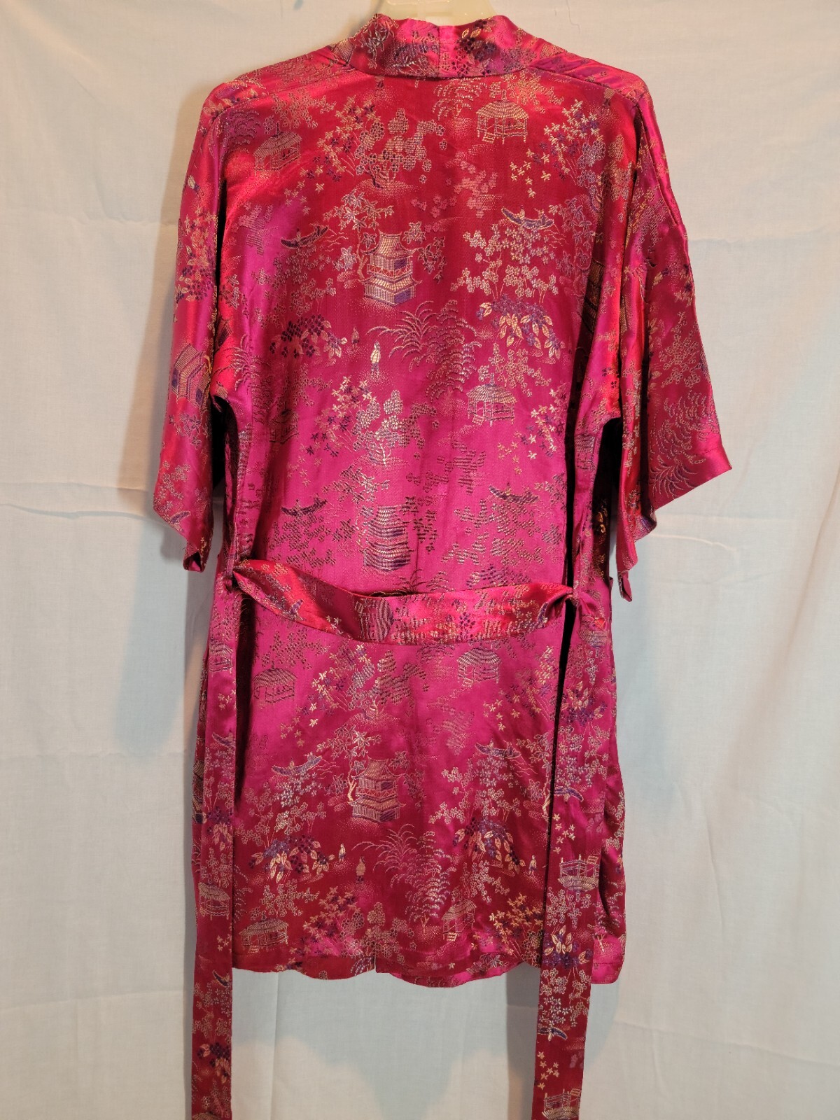 Vintage Health Chinese Robe and Pants Womens Size 10 Pink All Over Embroidery