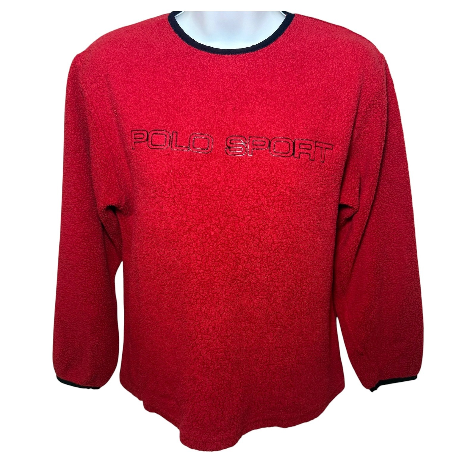 Vintage Polo Sport Ralph Lauren Red Fleece Pullover Sweatshirt Womens Small