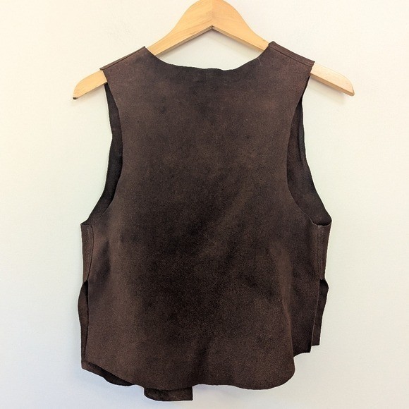 Vintage 70s Brown Suede Textured Vest Boho Festival