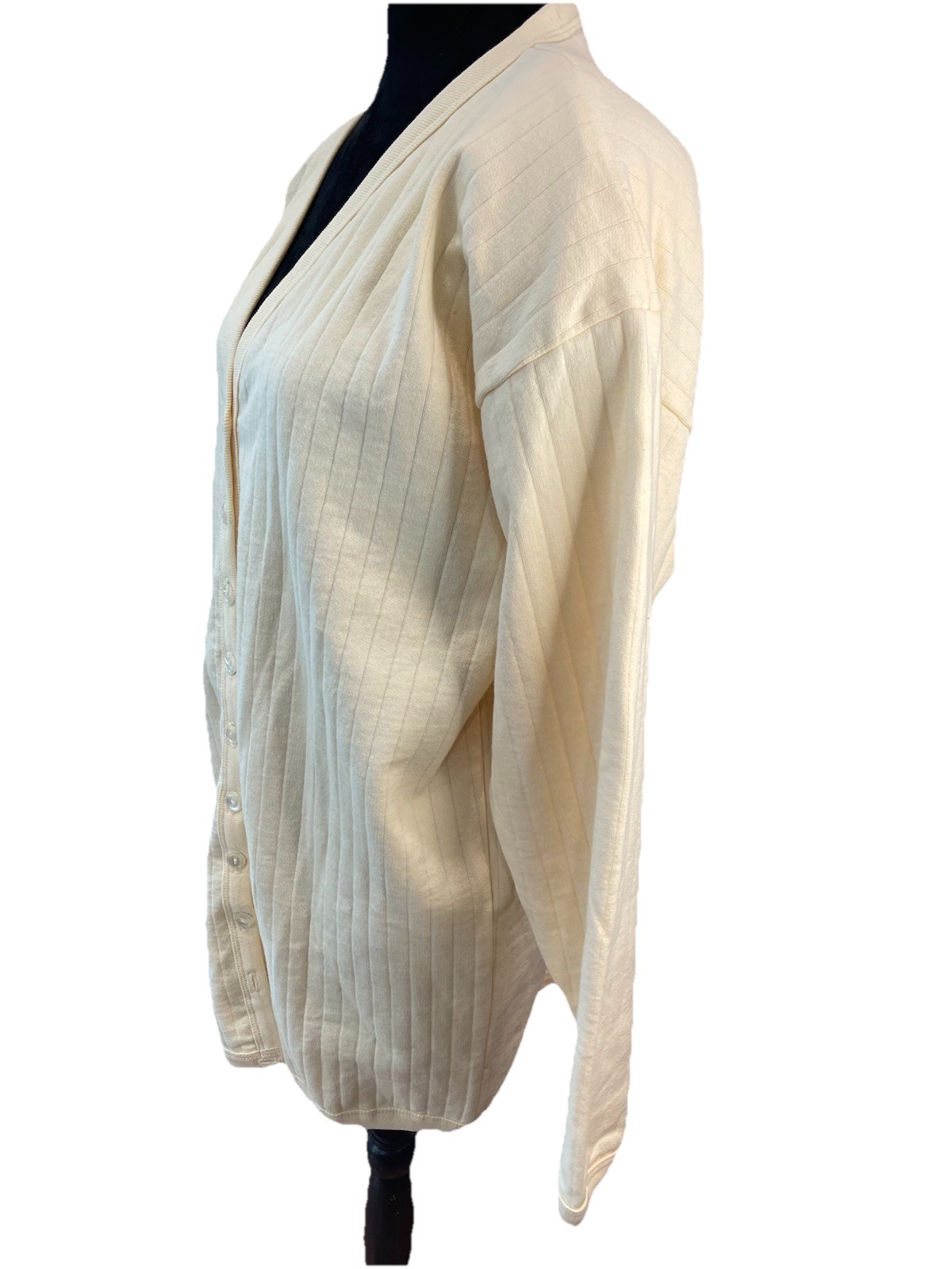Nordstrom Vintage 1990s All Cotton Ladies Quilted Soft Yellow V-Neck Sweater Med