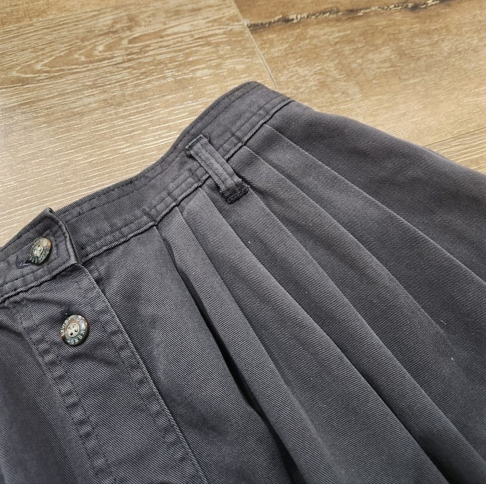 Vtg Levi’s Dockers Chocolate Brown Button Front Pleated A Line Skirt Academia