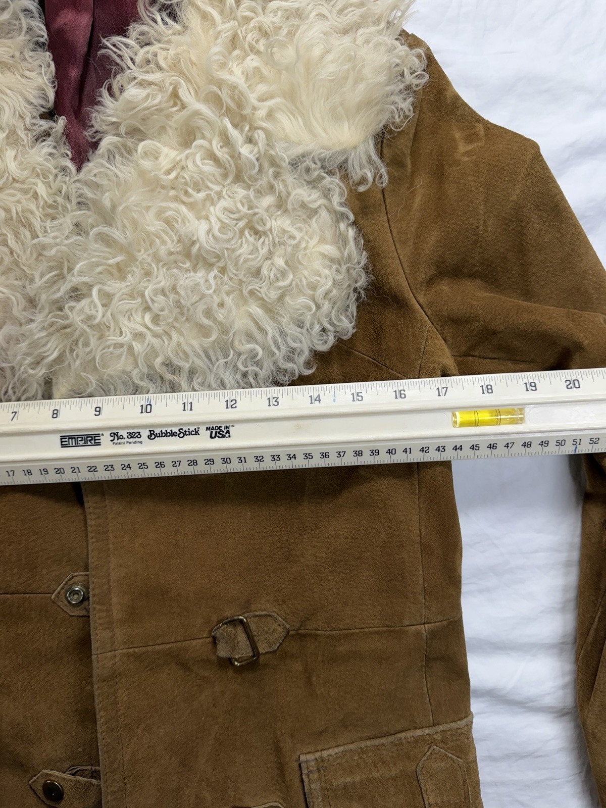 Vintage Rare Jeno de Paris Mid-length Trench Suede Coat -Tibetan Lamb Fur