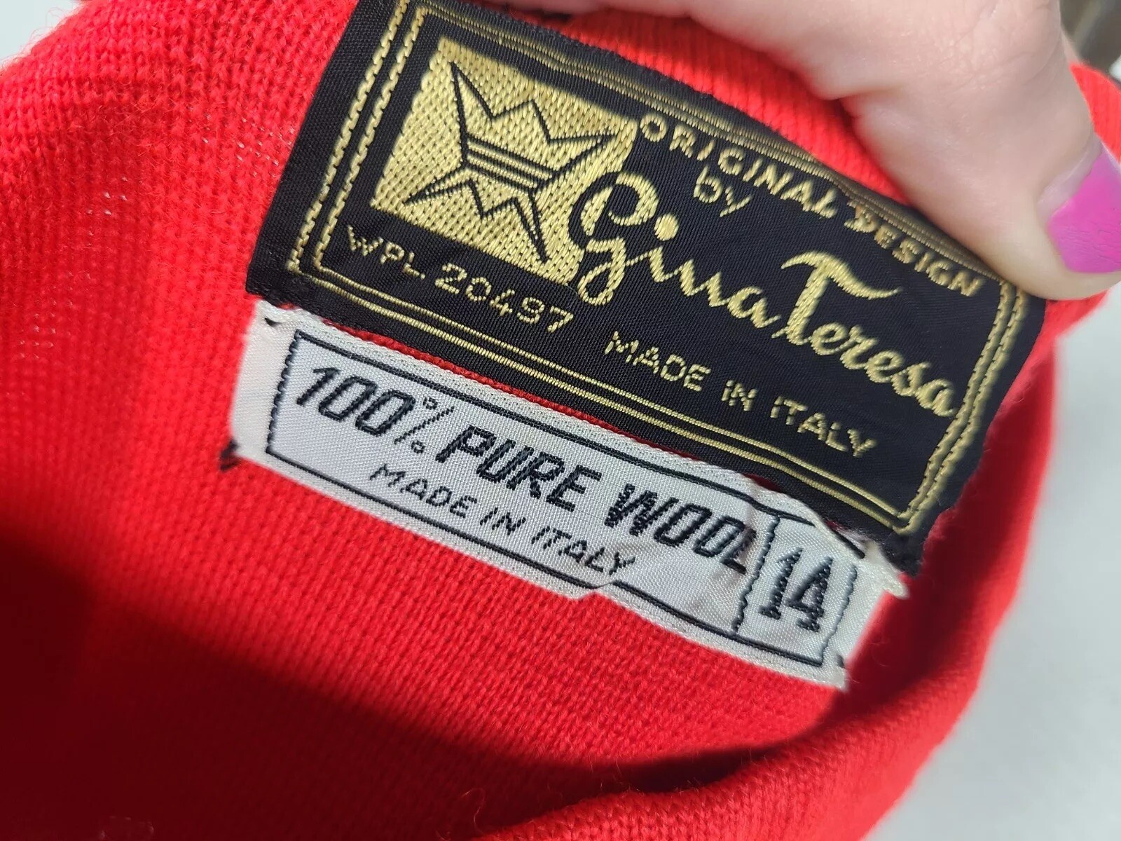 Vtg Wool Knit Skirt Fluoro Orange Gina Teresa Metal Zip Slim Stretchy 14 Mod M L
