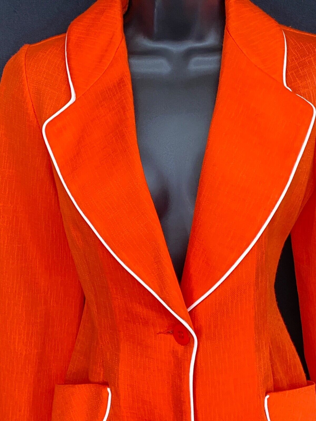 Vintage 1970s red orange jacket, white deadstock NOS Jantzen blazer S