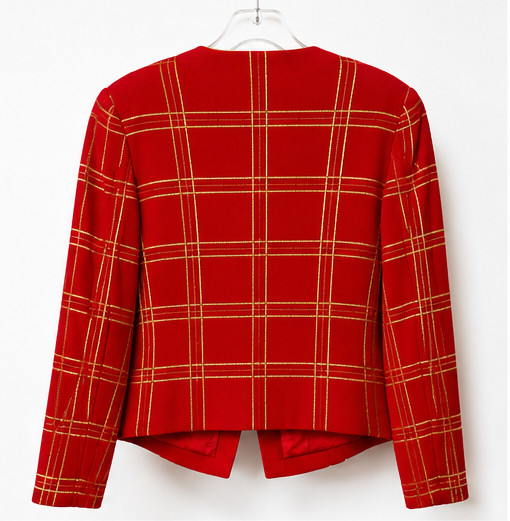Vintage Junnie Leigh Red Gold Plaid Wool Skirt Suit Women’s 10 Made USA