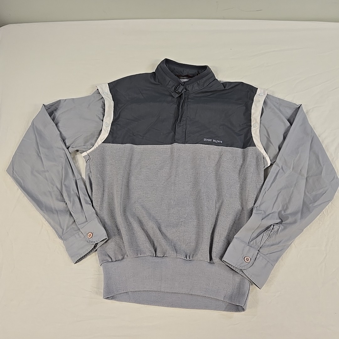 Vintage Sergio Valente 80’s Snap Sleeve Shirt Size Small Gray