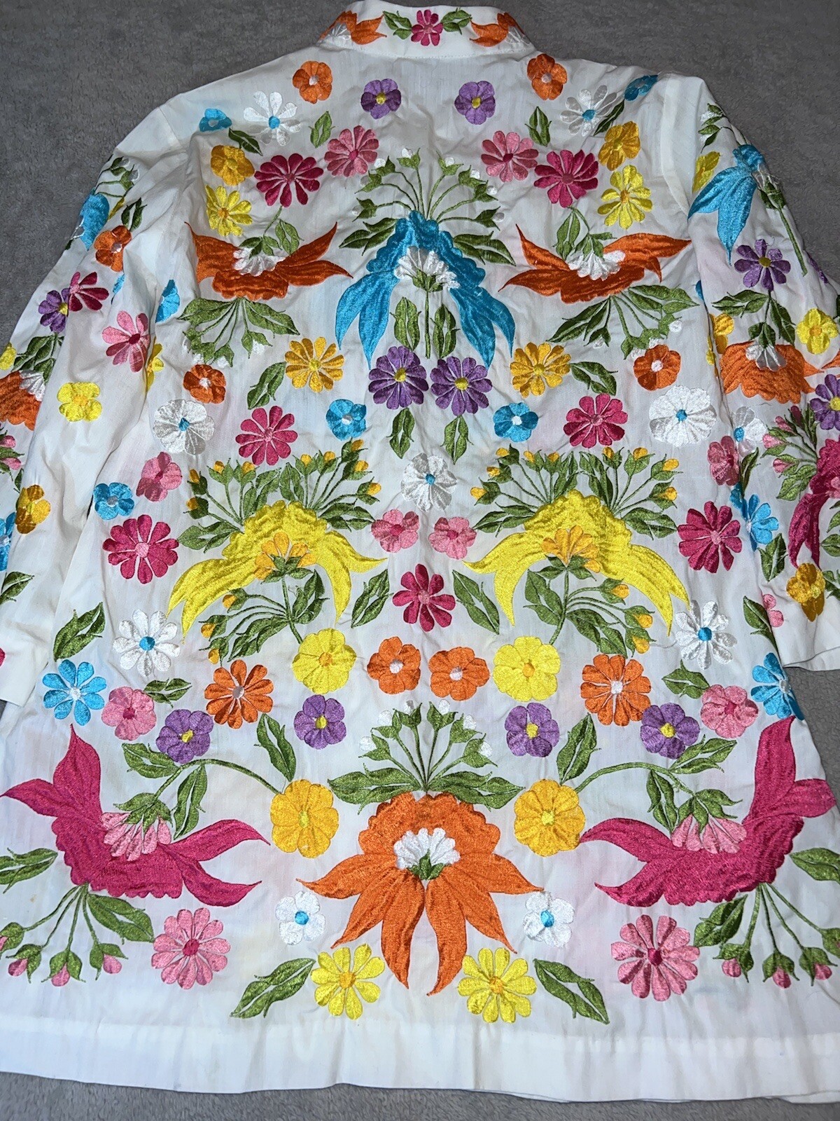 Vintage CHUCHI Colorful Floral Embroidered Tunic Jacket Top Sz S