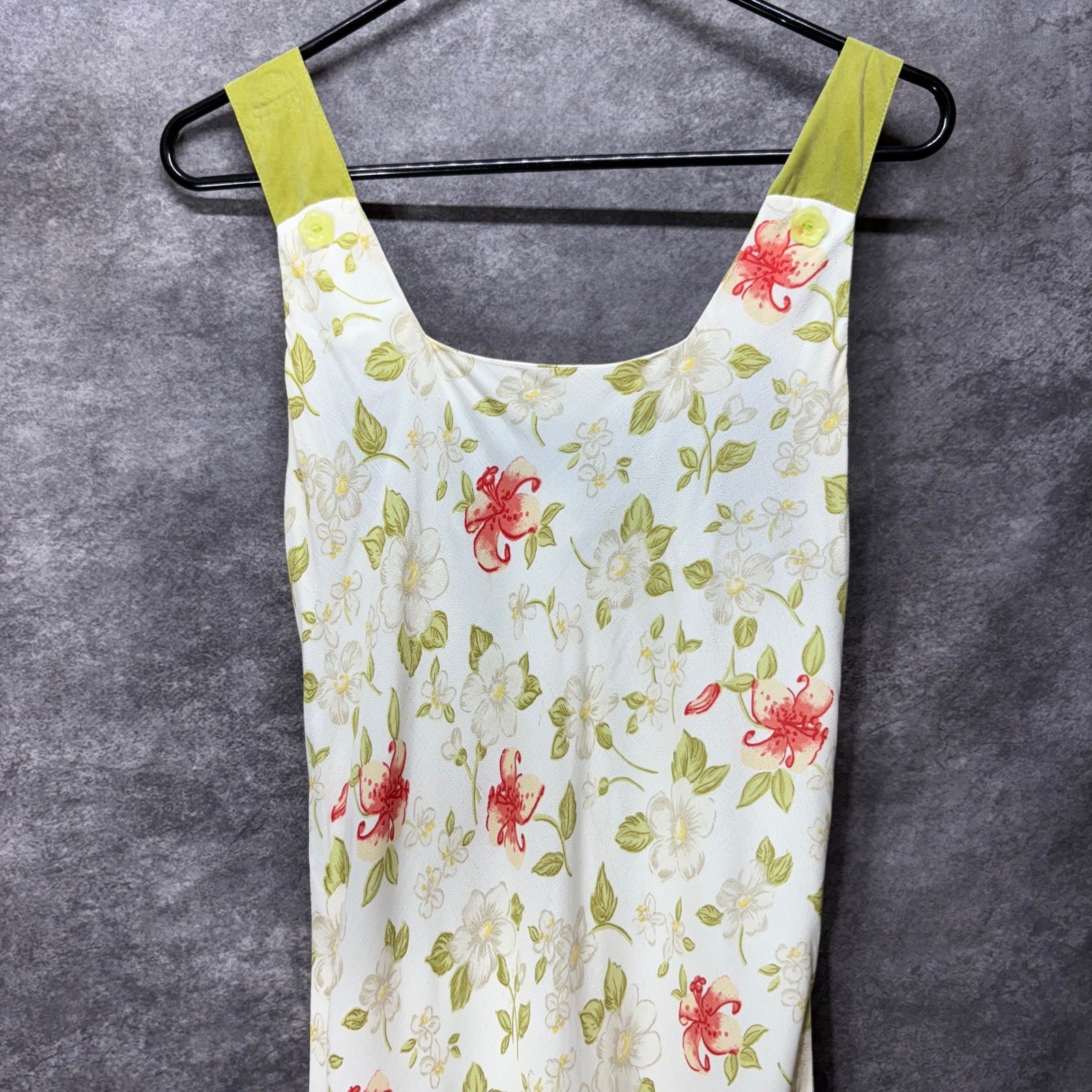 VTG Desert West Sherry Holt Floral Maxi Slip Dress S Cream Green Fairy Country