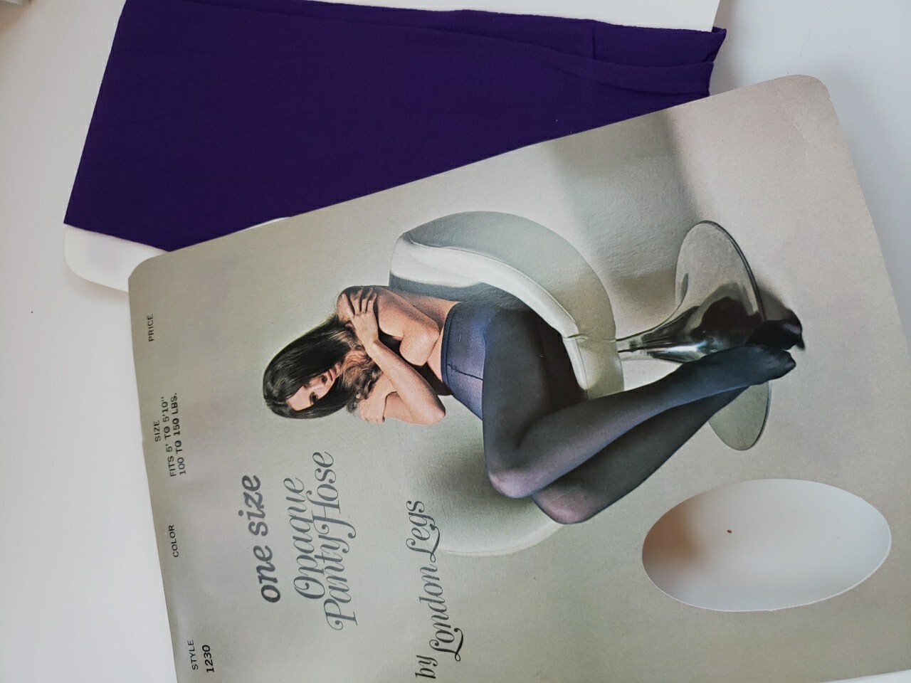 Vintage Mod 1960s London Legs Nylons Tights New NIP Purple Yellow One Size