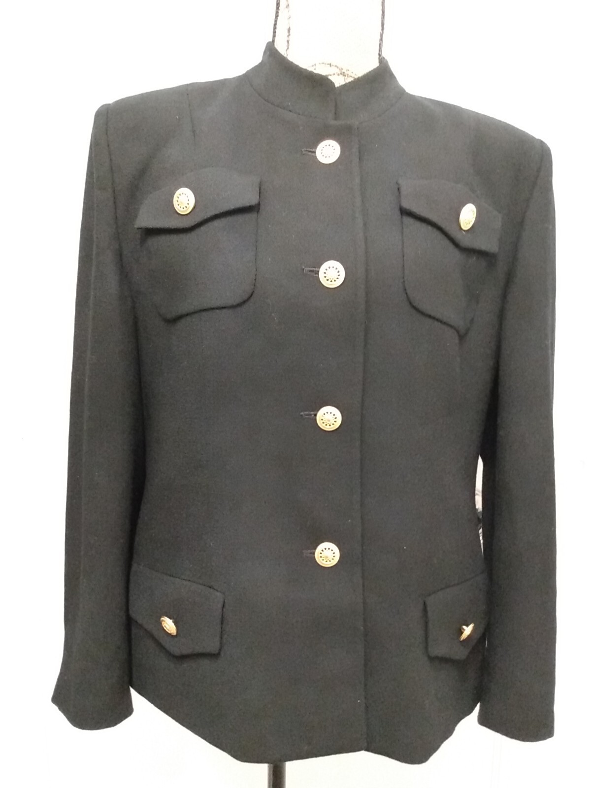 Herbert Grossman By Cynthia Sobel black Gold Pocket Short Tailored Jacket Sz 14