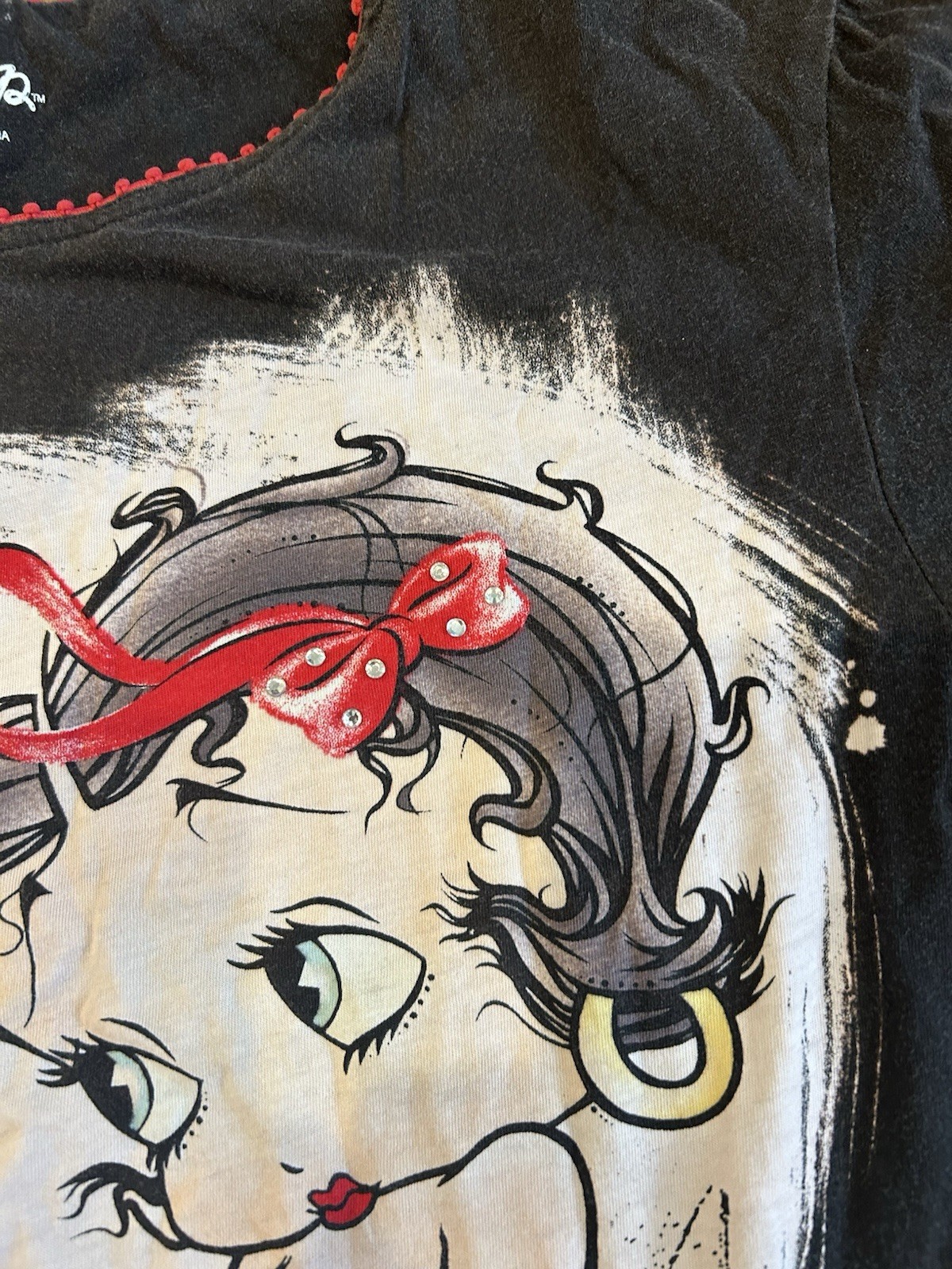 Vtg Betty Boop T-Shirt Women’s Size 2X Black Open Your Heart Love Tee Shirt Y2K