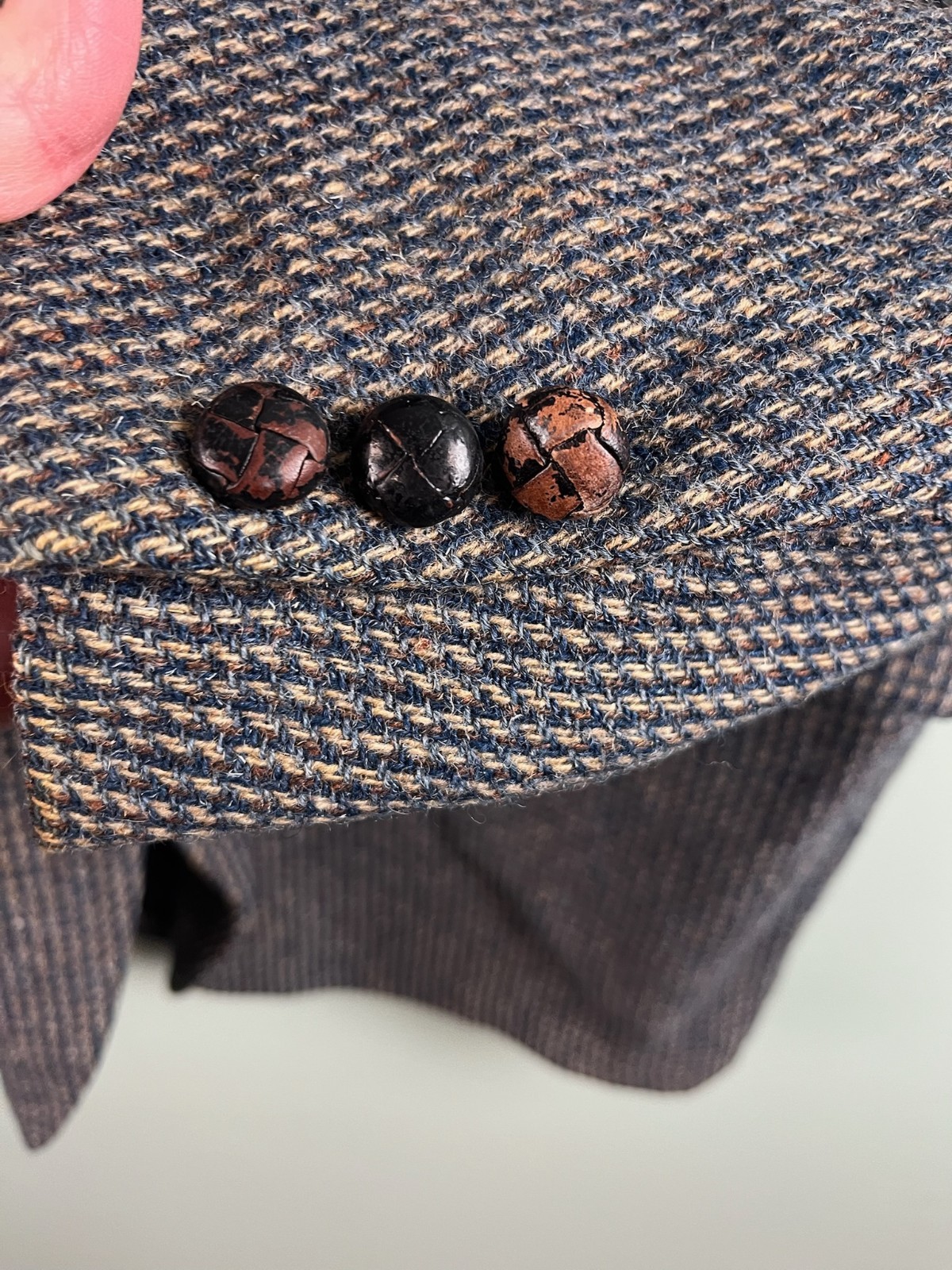 Vintage Mark E 100% Wool Wilshire Tweed Scotland Grey Blue Tan Blazer USA