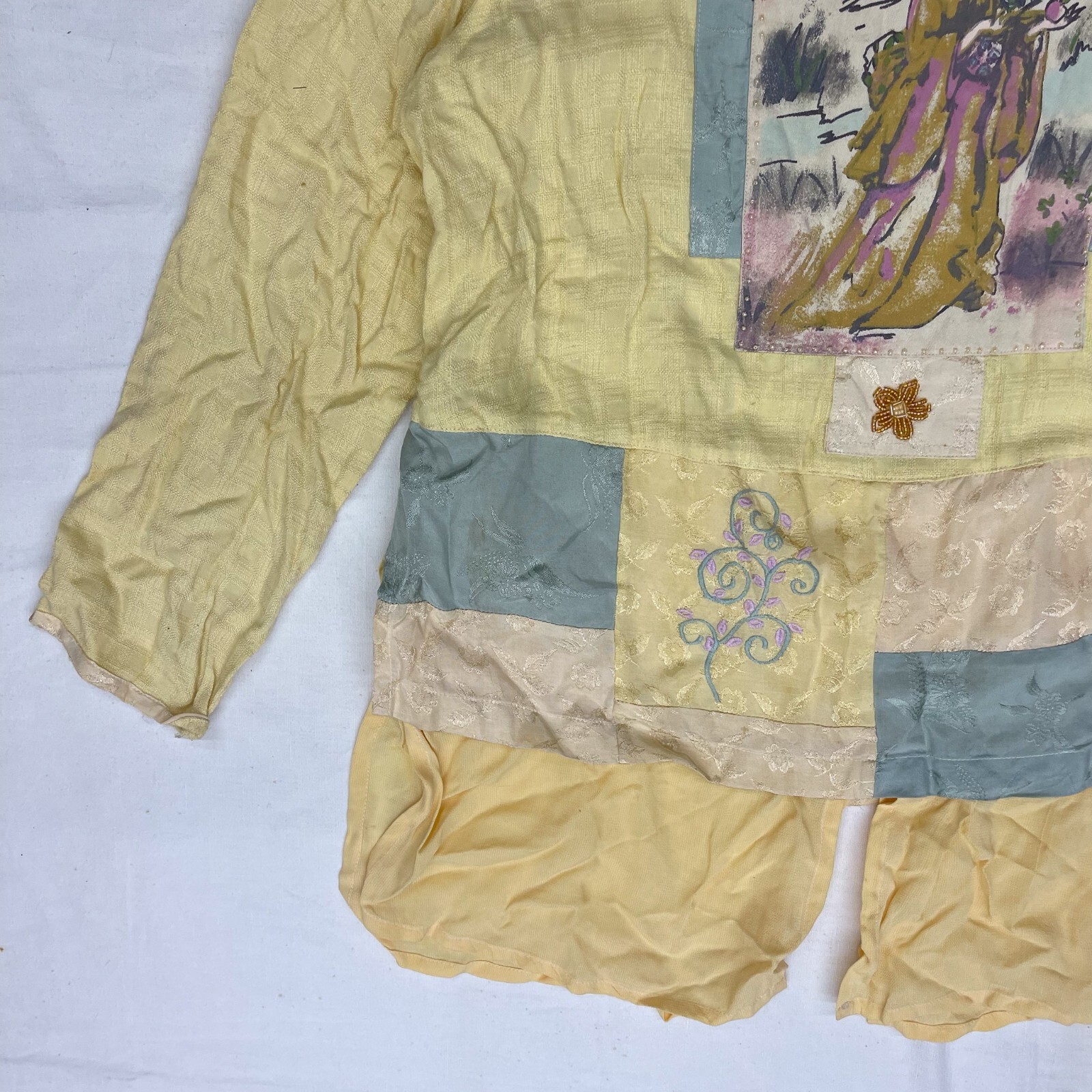 Vtg 90s Faith Geisha Art to Wear Dress Anthro Celia Forrester Size Sml Lagenlook