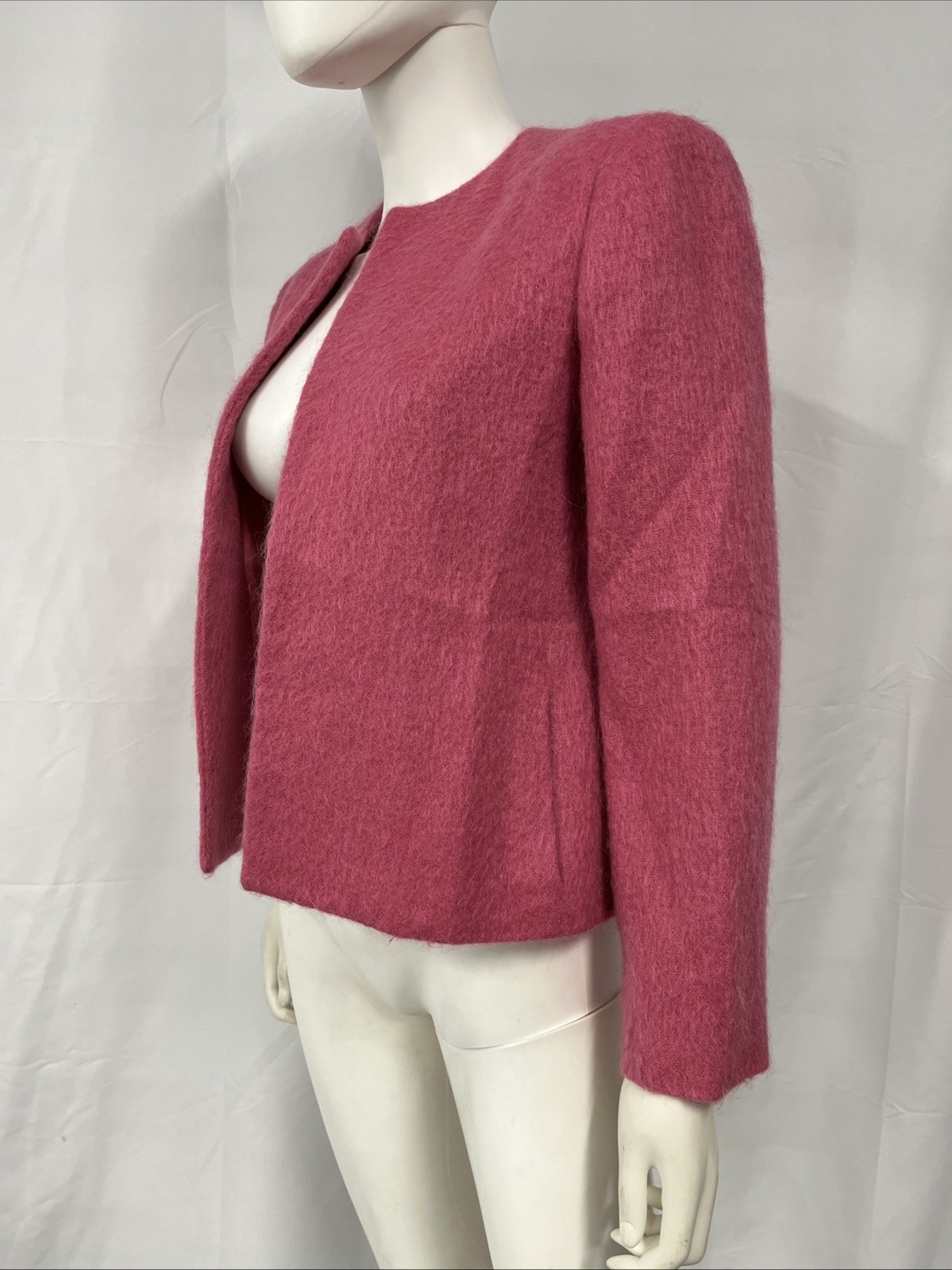 Vintage 70s/80s Lombardi Mohair Jacket Womens Medium Pink Fuzzy Lined Tailored