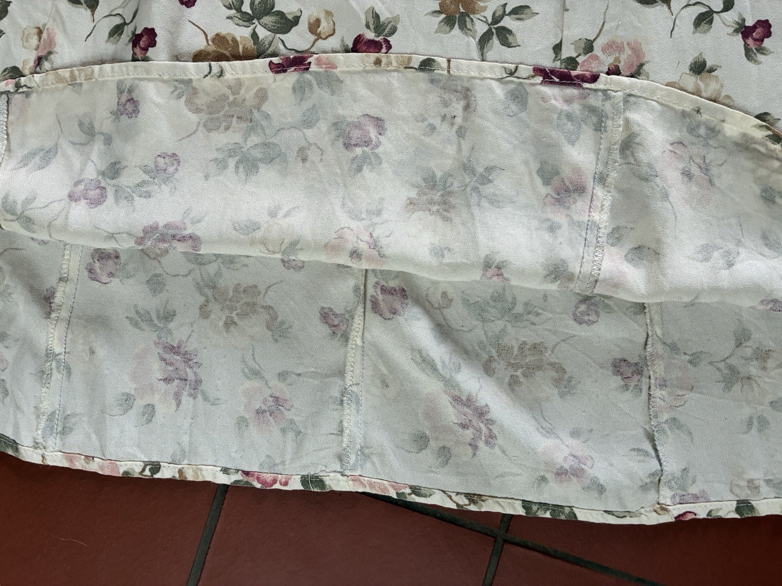 Vintage 90s Beige Floral Dress Size LG Maxi Slip Cottagecore Y2K