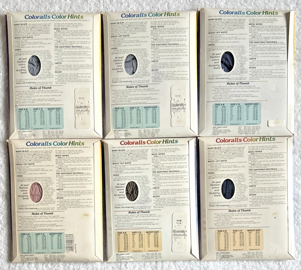 6 VTG Underalls Coloralls Pantyhose Panties All One Nylons Support Legs Size A-B