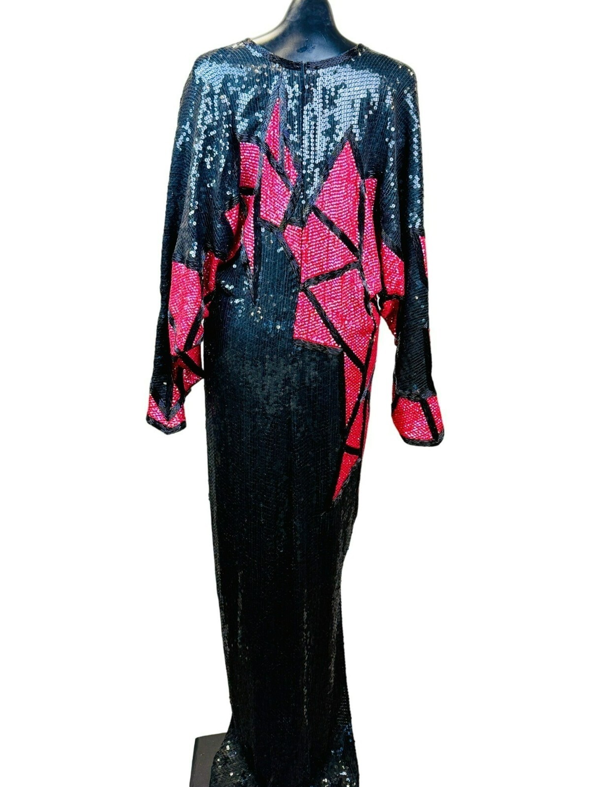 Vtg Riazee 1920 Style Runway Couture Silk Dramatic Fully Beaded Sequin Silk Gown