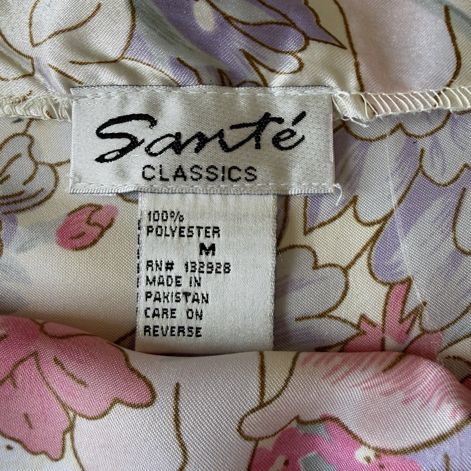 VTG Women’s Sante Classics Floral Silky Slip Dress Medium Coquette Bows Girly