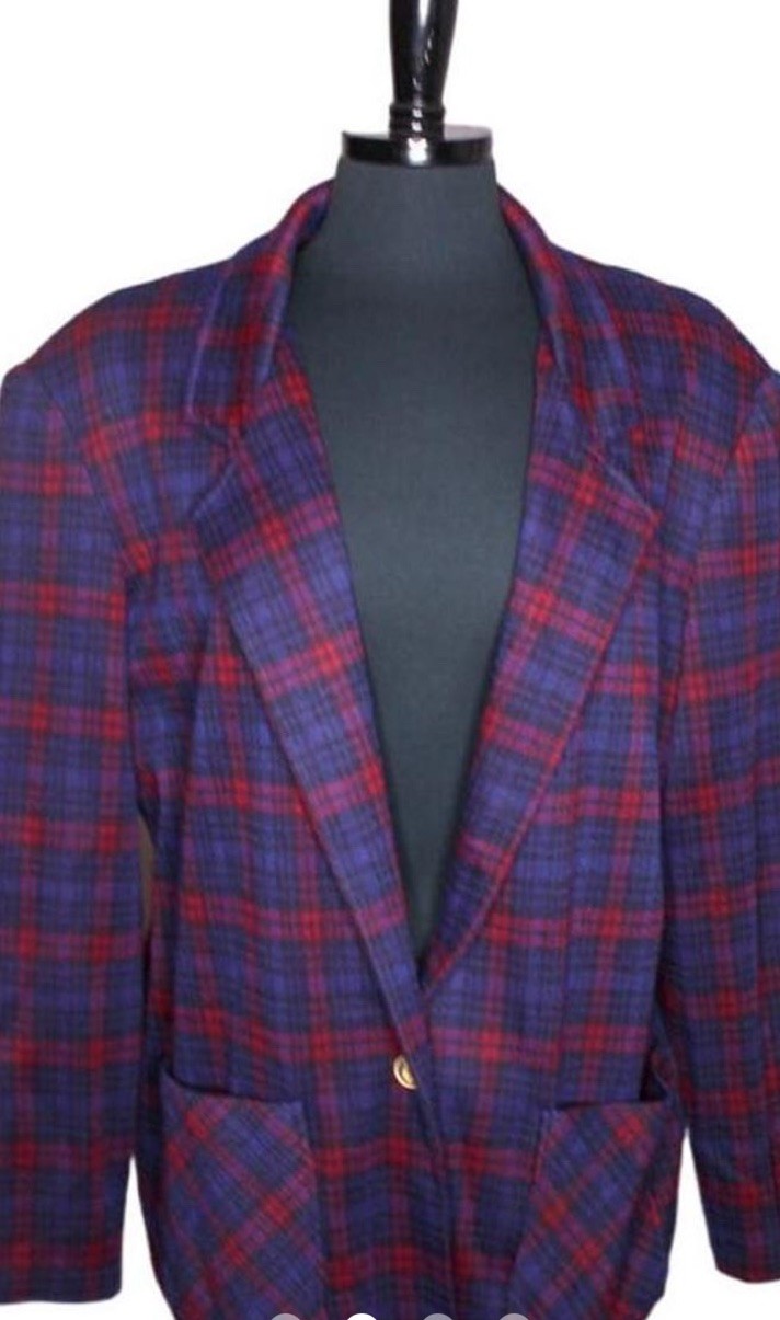 VTG Cape Cod Match Mates 3 Piece Skirt Pants Blazer Set Plaid Blue NOS Tags 18