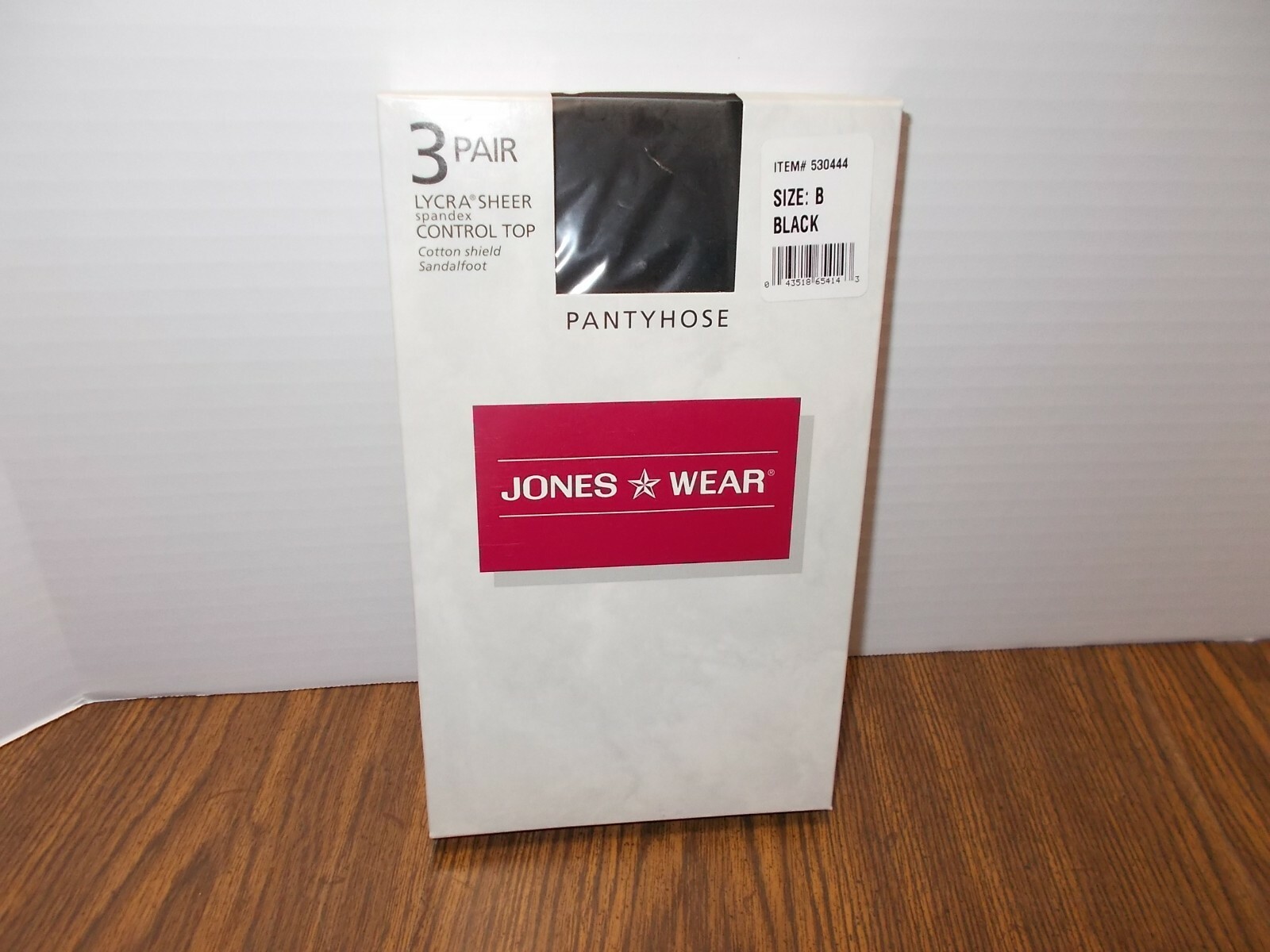 Jones Wear Pantyhose 3 Pair Control Top Lycra Sheer BLACK Size B NEW SEALED