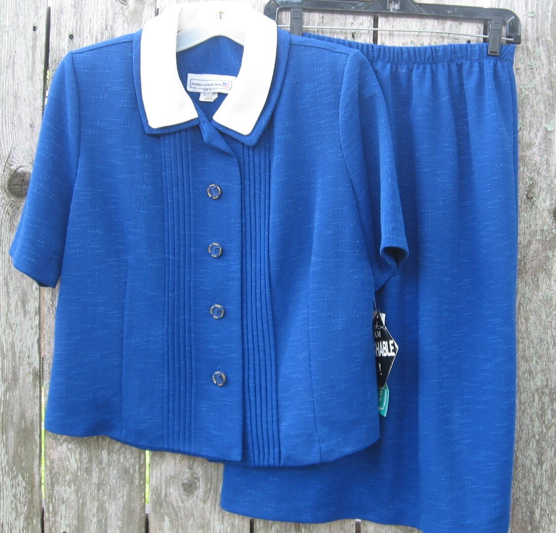 Vintage NWT 2-piece royal blue suit The Pablo Collection USA size 10 washable