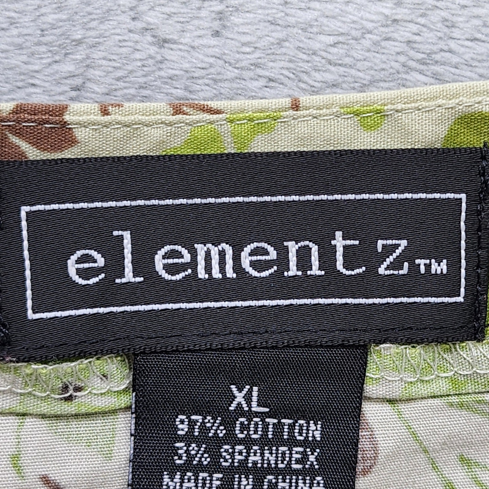 Vintage Elementz Skirt Womens XL Floral Green Brown Black Flare Hem Side Zip