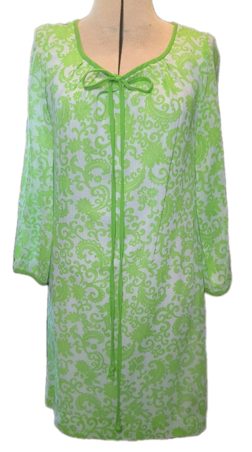 Pixie Of California By Sue Webb Vintage ’60s Ma Dress Green Paisley