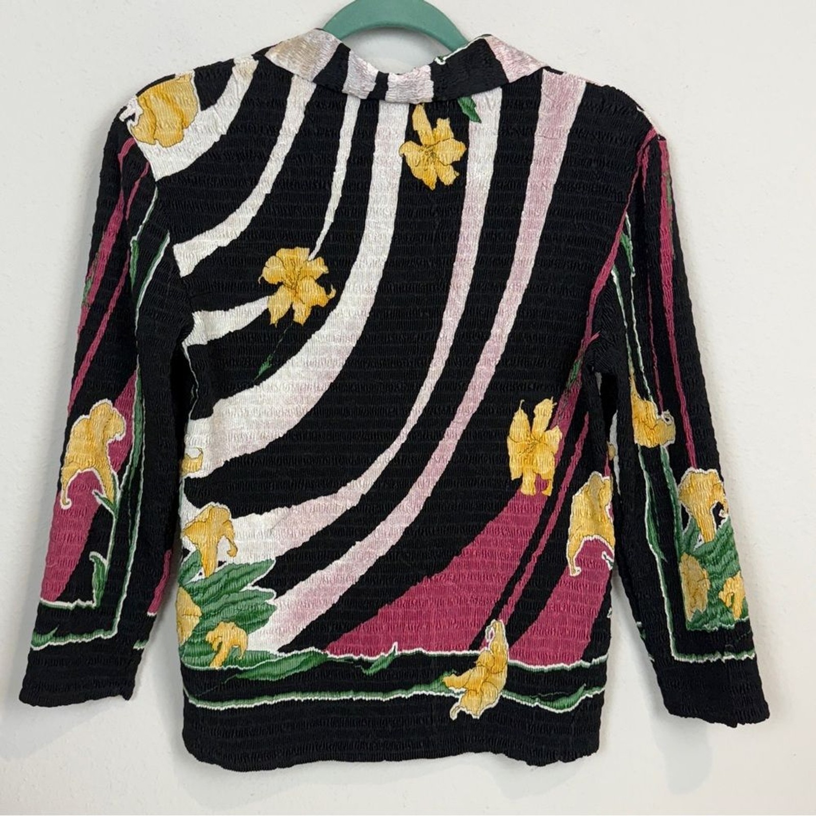 Vintage Alberto Makali Floral Crinkle Sequin Shirt L