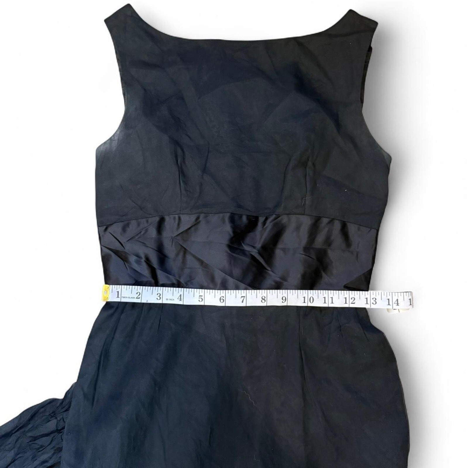 Classic elegant vintage sleeveless black dress w/ satin waistband women size 11